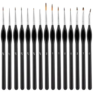 15 Pcs Detail Paint Brushes Set, Miniature Paint Brushes Artist Paints Brush Set with Ergonomic Handle Suitable for Acrylic Painting, Oil, Watercoloring, Face, Nail, Scale Model Painting, Line Drawing