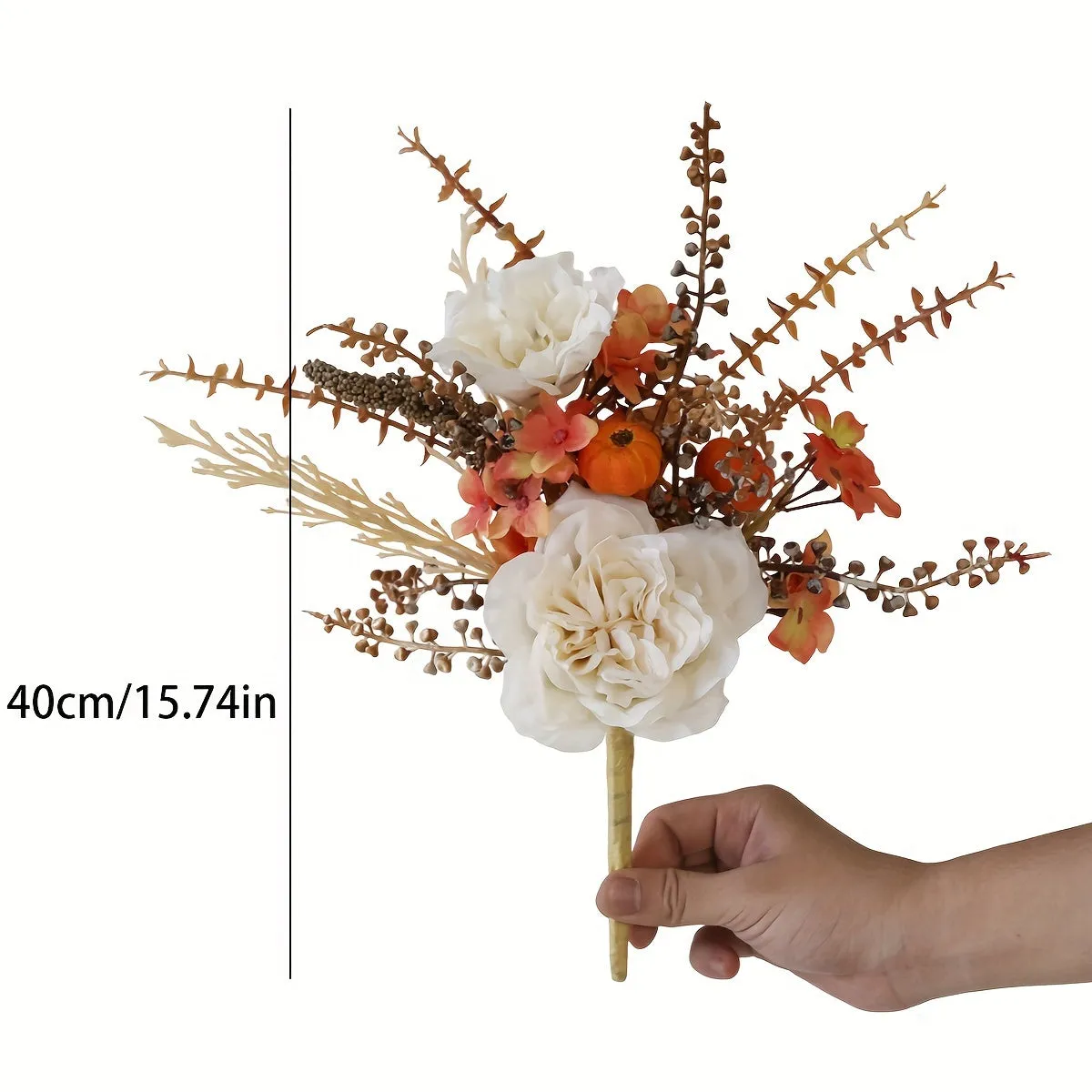 1pc Artificial Peony & Pumpkin Floral Arrangement, Versatile Contemporary Plastic Flower Swag for Halloween, Easter, Fourth of July, Day of the Dead, Home & Table Centerpiece Decoration