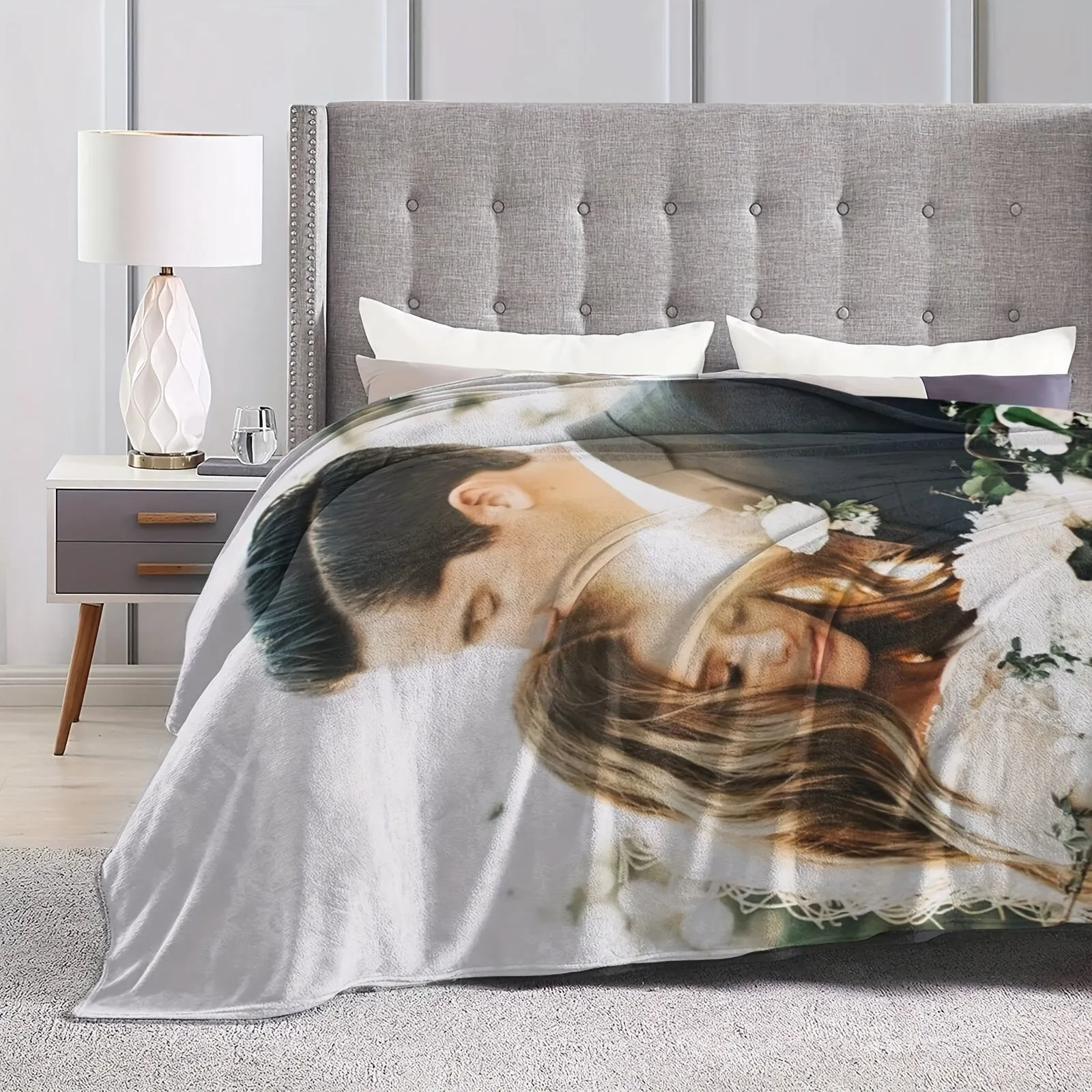 1pc Cozy Customized Picture Blanket - Throws with Personalized Photo, Soft Fleece, and Unique Gift Idea - Perfect for Family, Friends, and Loved Ones