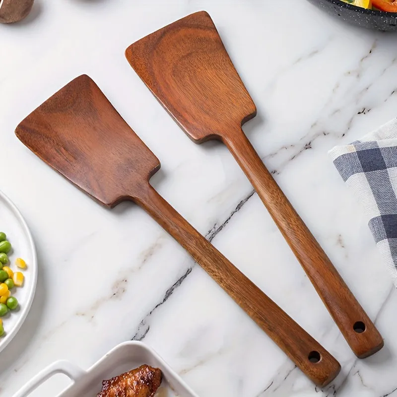 1PC Premium Acacia Wood Spatula Set - Durable, Non-Stick, Heat Resistant Wooden Turner for Cooking, Kitchen Utensils with Ergonomic Handle, Easy Food Release, and Long-Lasting Performance