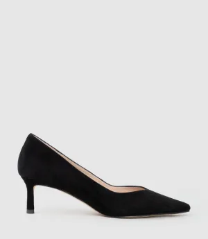 ANNETTE55 V Throat Pump in Black Suede