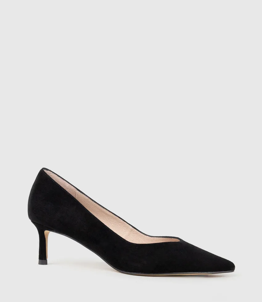 ANNETTE55 V Throat Pump in Black Suede