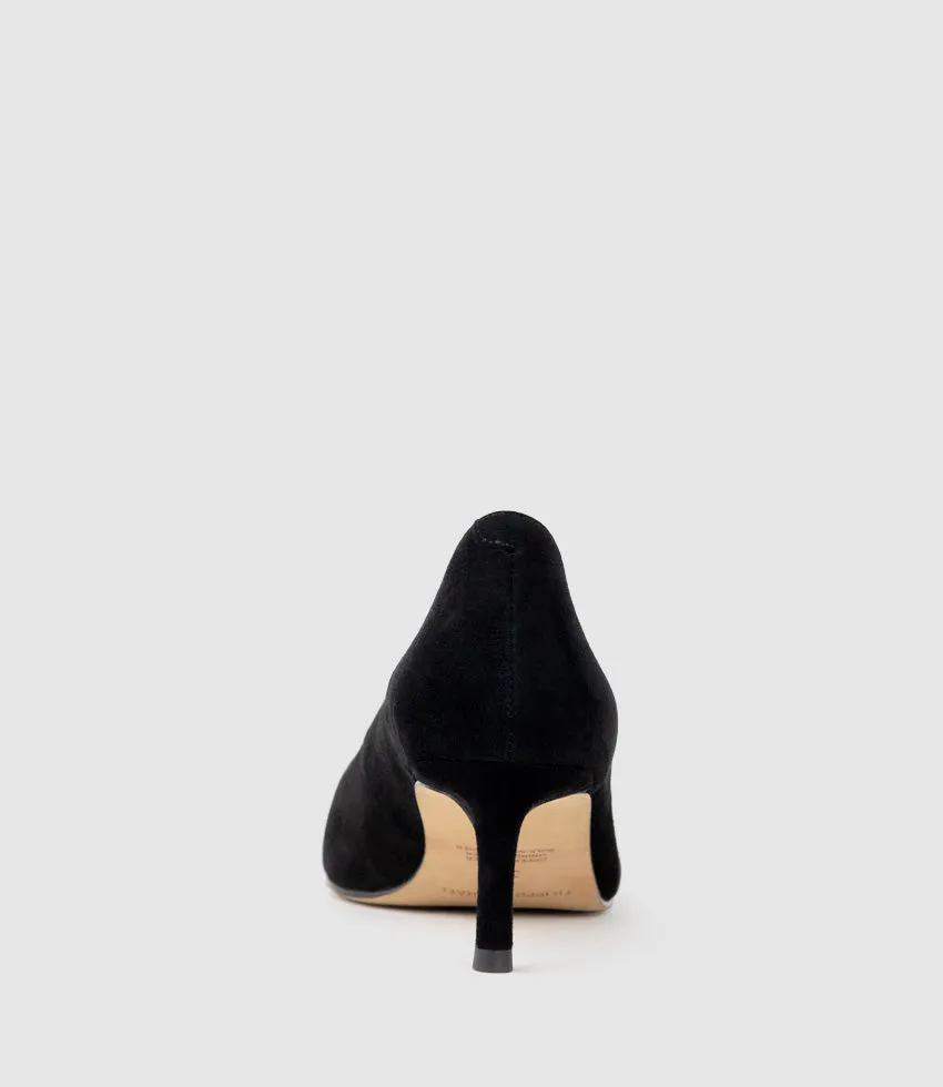 ANNETTE55 V Throat Pump in Black Suede