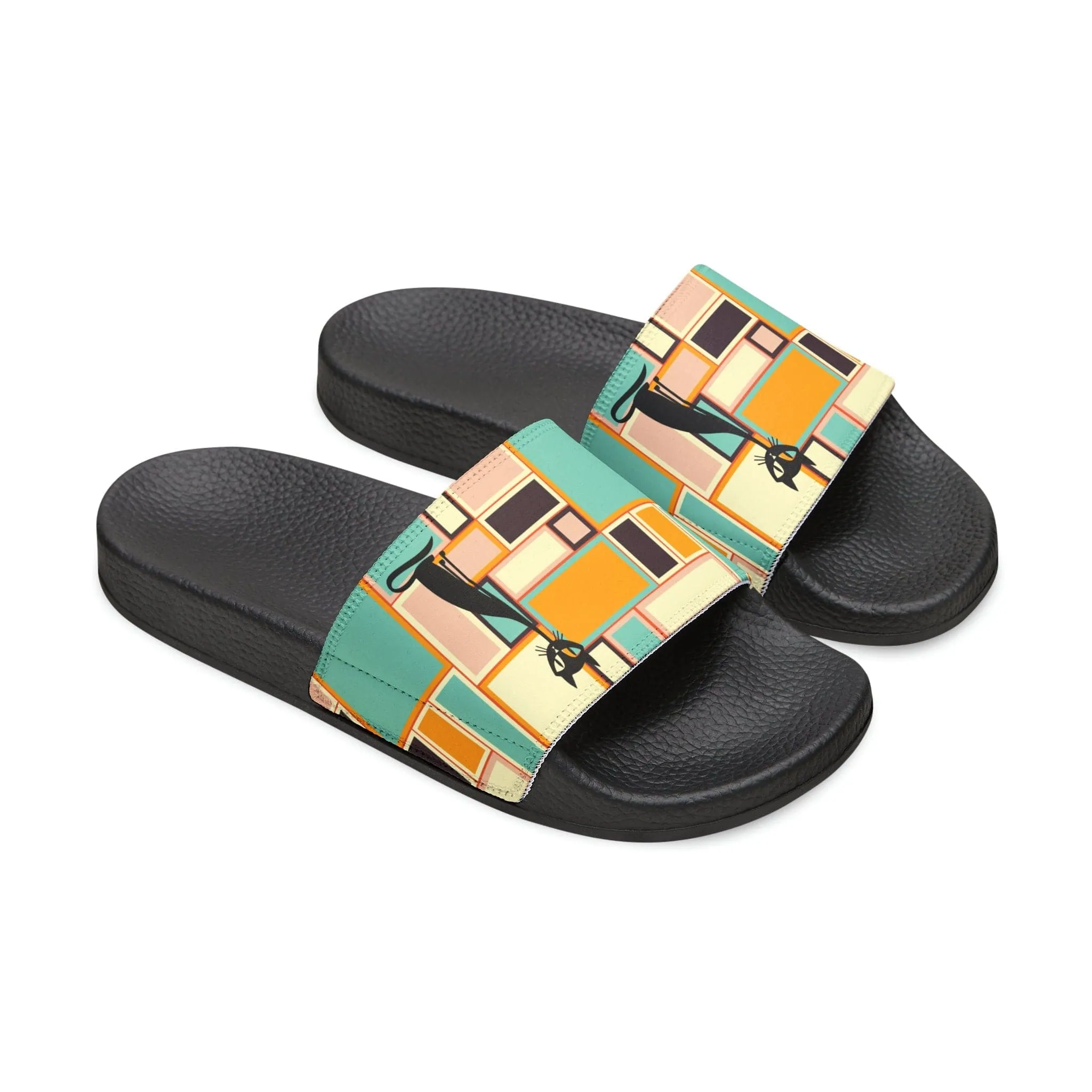 Atomic Cat Retro Vintage 70s Mid Mod Groovy Slides, Mid Century Modern Funky, Hippie, Psychedelic Sandal - 125781523