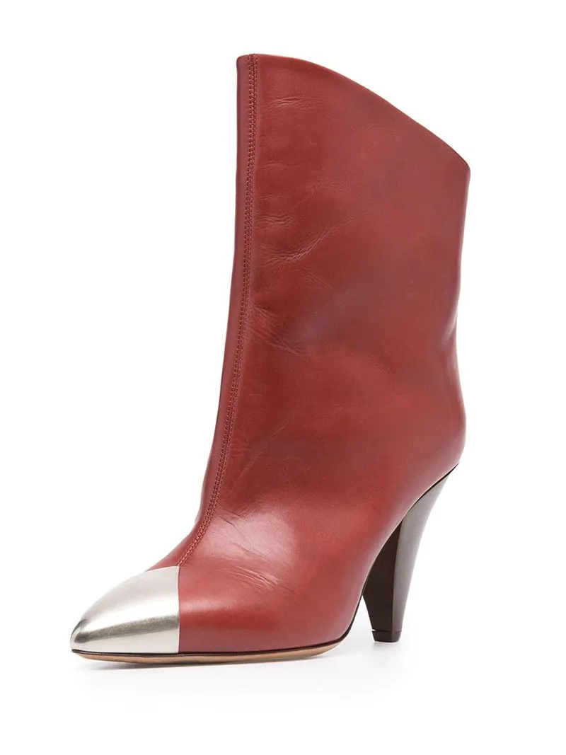 Autumn And Winter New High-Heeled Cowhide Pointed Fashion Short Boots