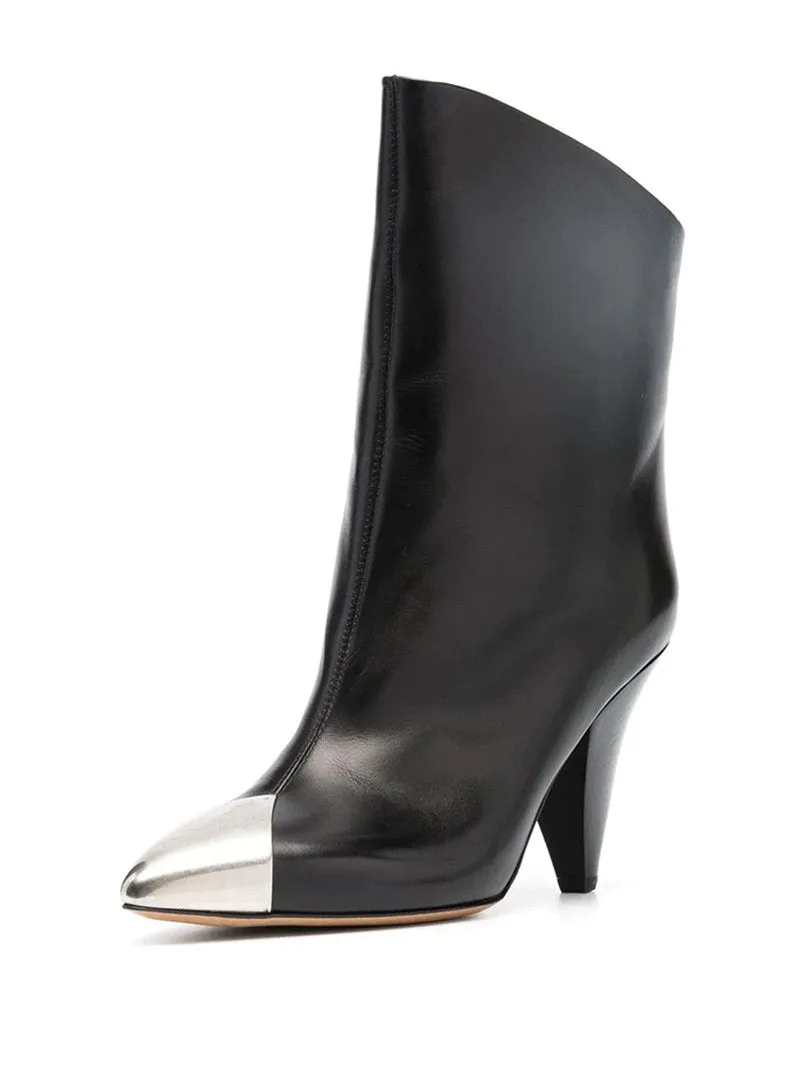 Autumn And Winter New High-Heeled Cowhide Pointed Fashion Short Boots