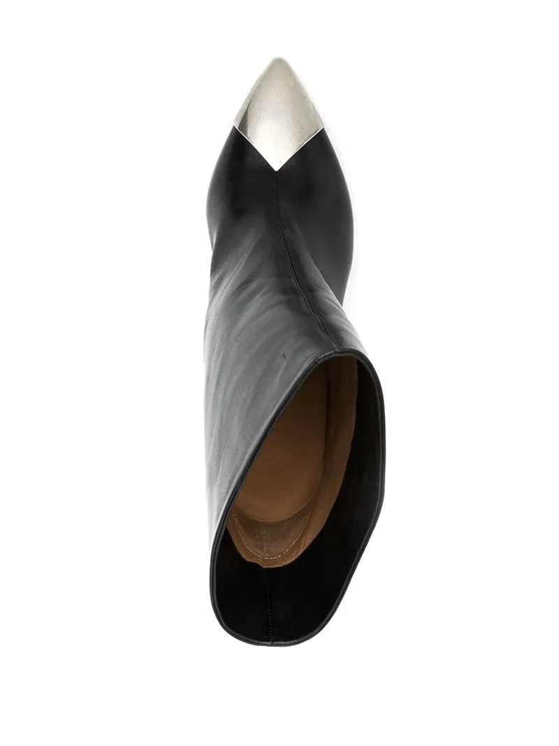 Autumn And Winter New High-Heeled Cowhide Pointed Fashion Short Boots