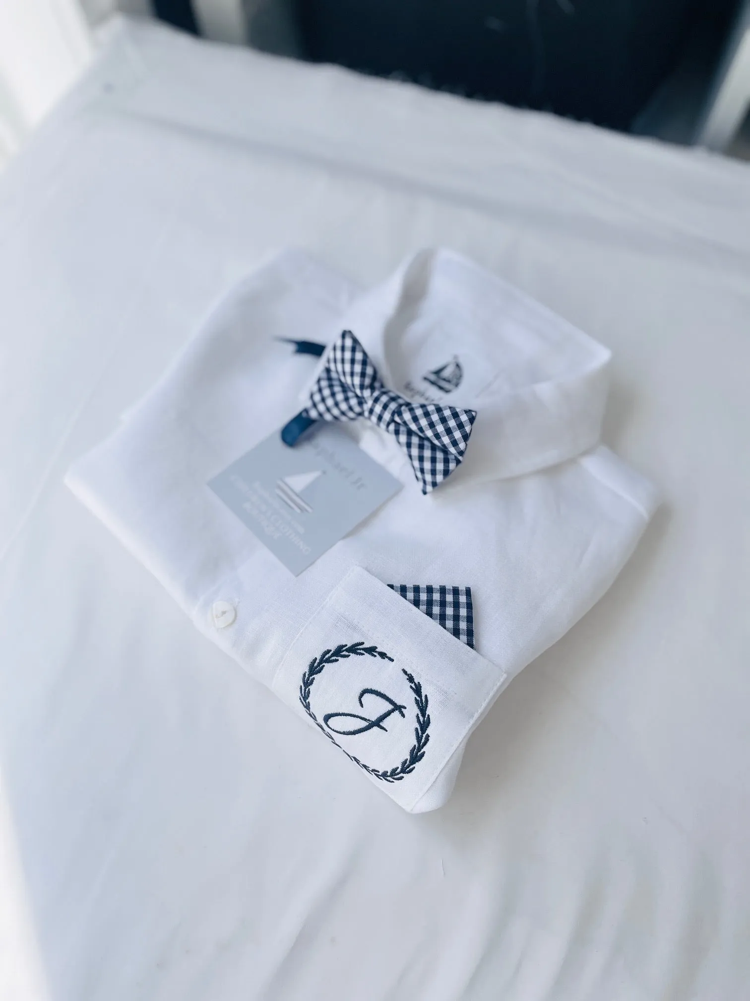 Baby and Toddler Boys white summer linen baptism suit