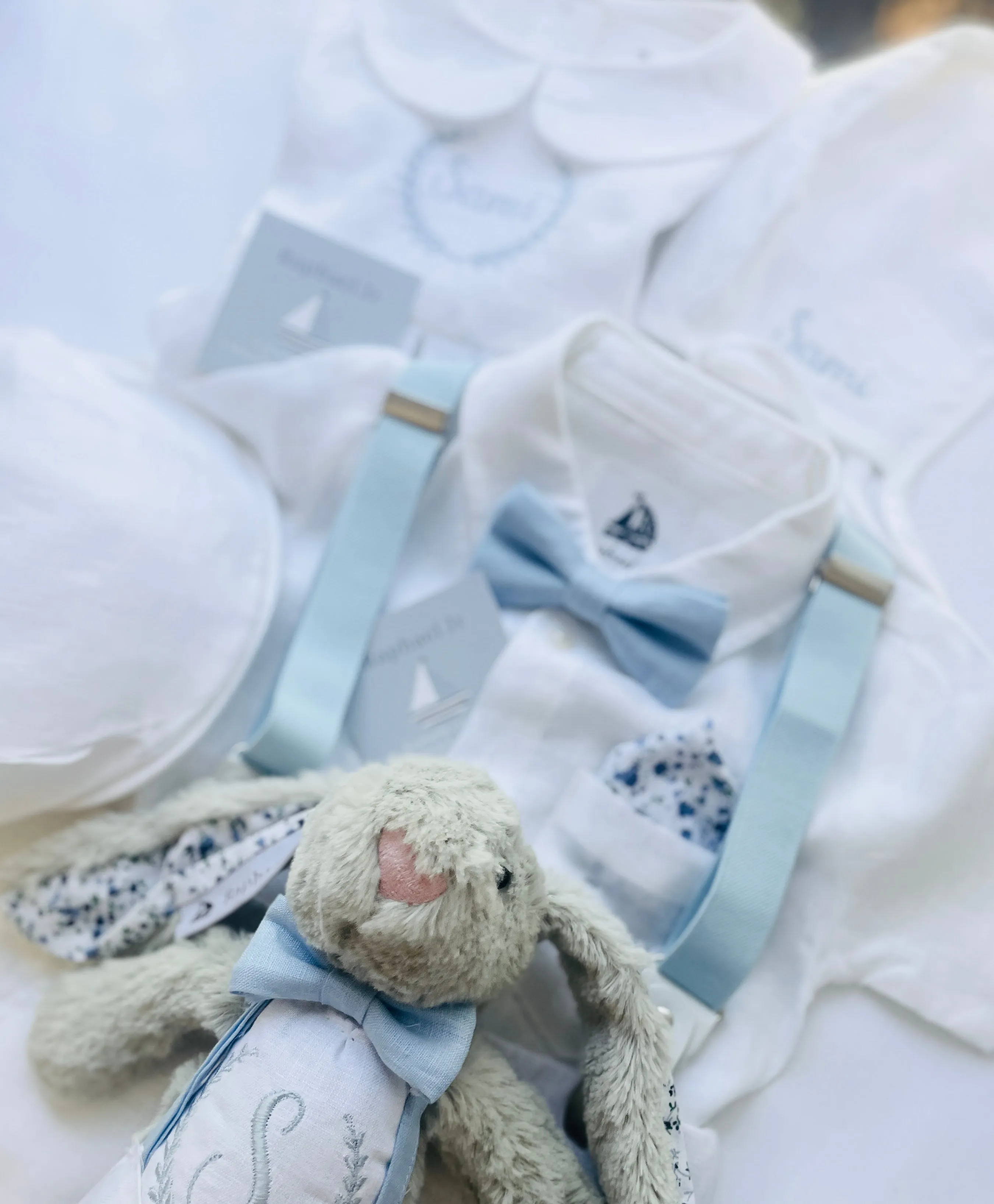Baby and Toddler Boys white summer linen baptism suit