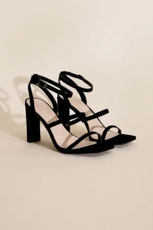 Black DEVIN-8 Ankle Strap Heels Sandals