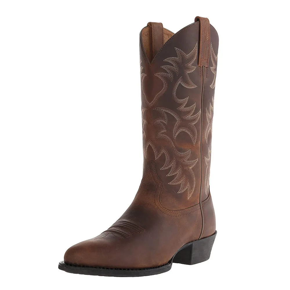 Black Pointed Toe Cowboy Men Boots