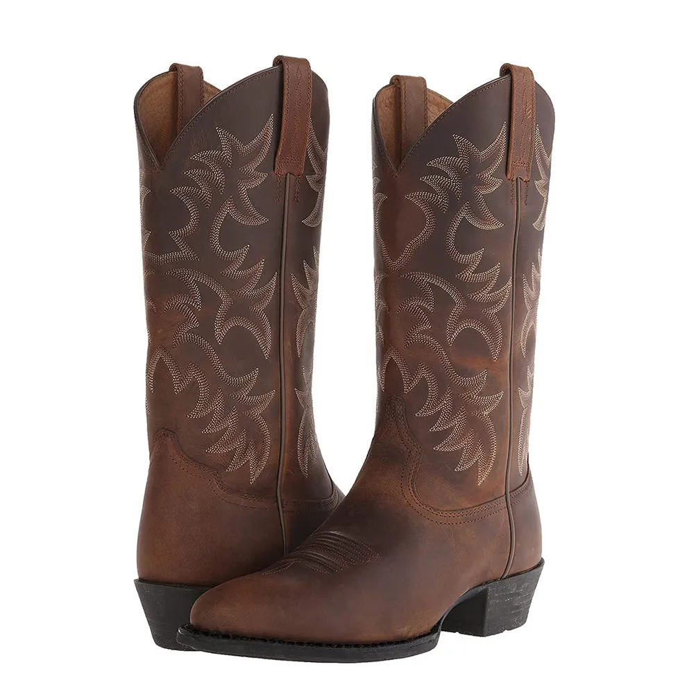 Black Pointed Toe Cowboy Men Boots