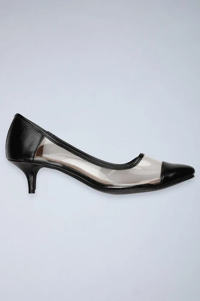 Black Pointed Toe Kitten Heels