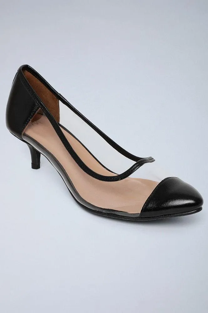 Black Pointed Toe Kitten Heels