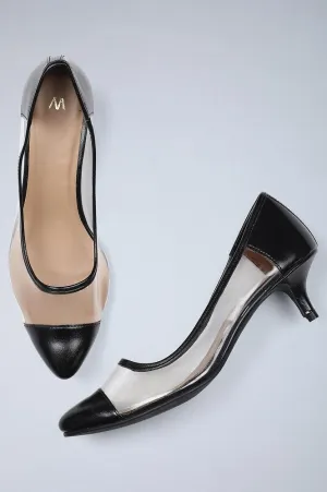 Black Pointed Toe Kitten Heels