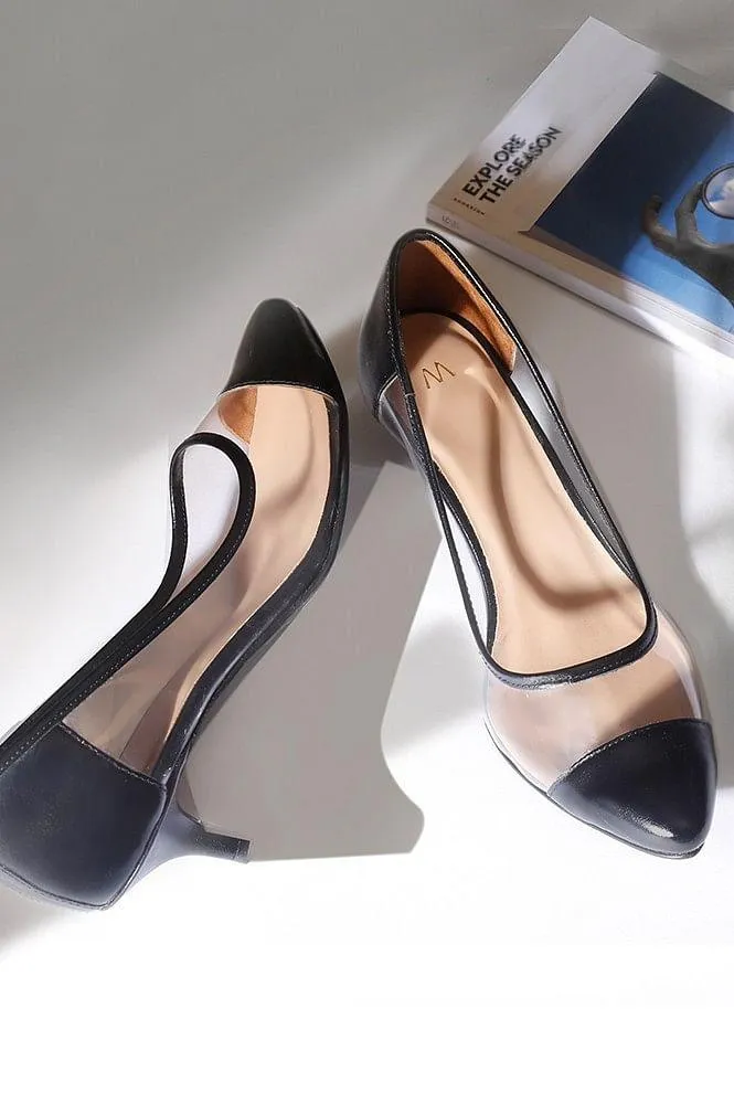 Black Pointed Toe Kitten Heels