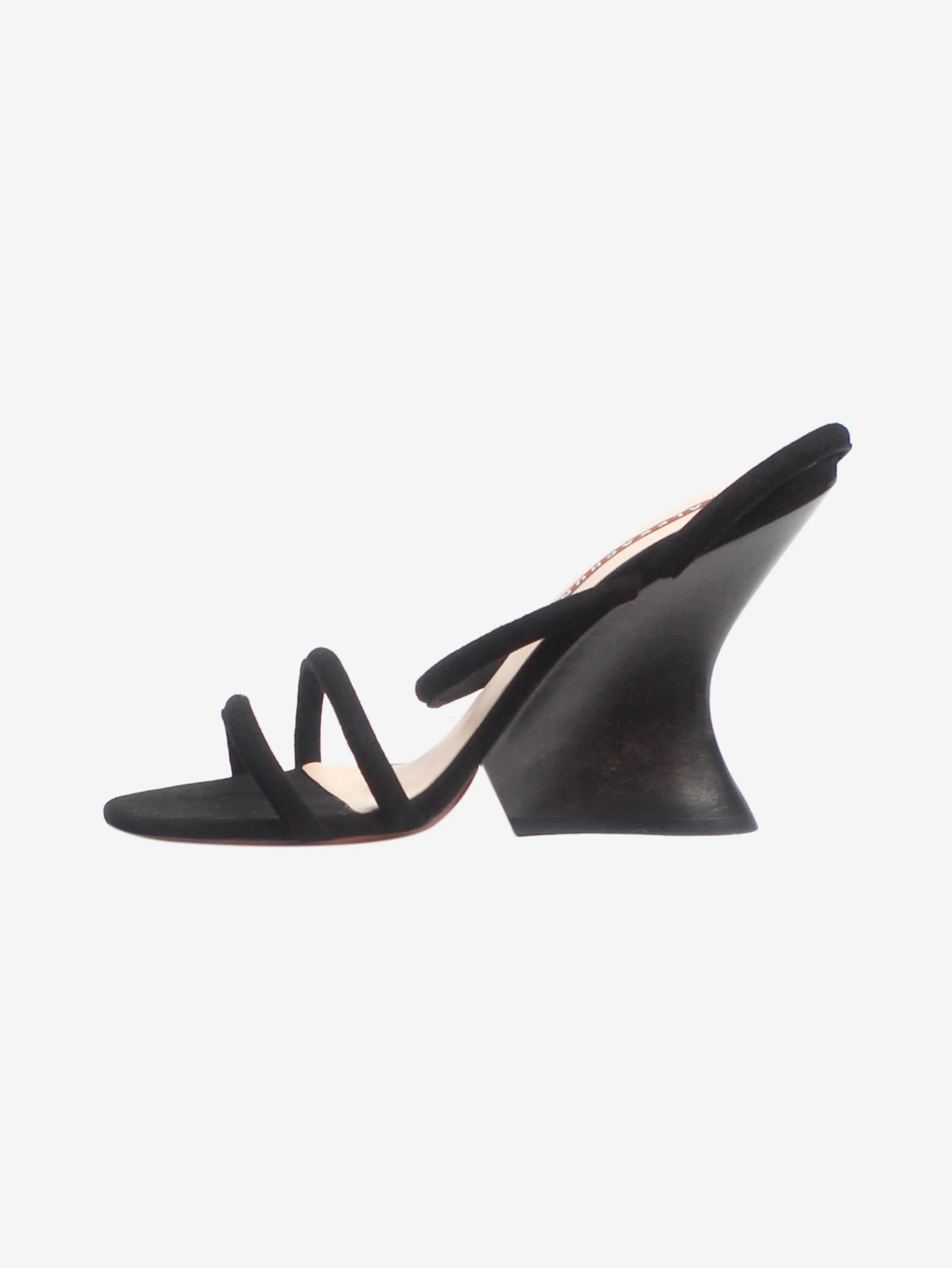 Black strappy suede heels - size UK 7