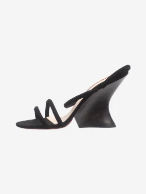 Black strappy suede heels - size UK 7