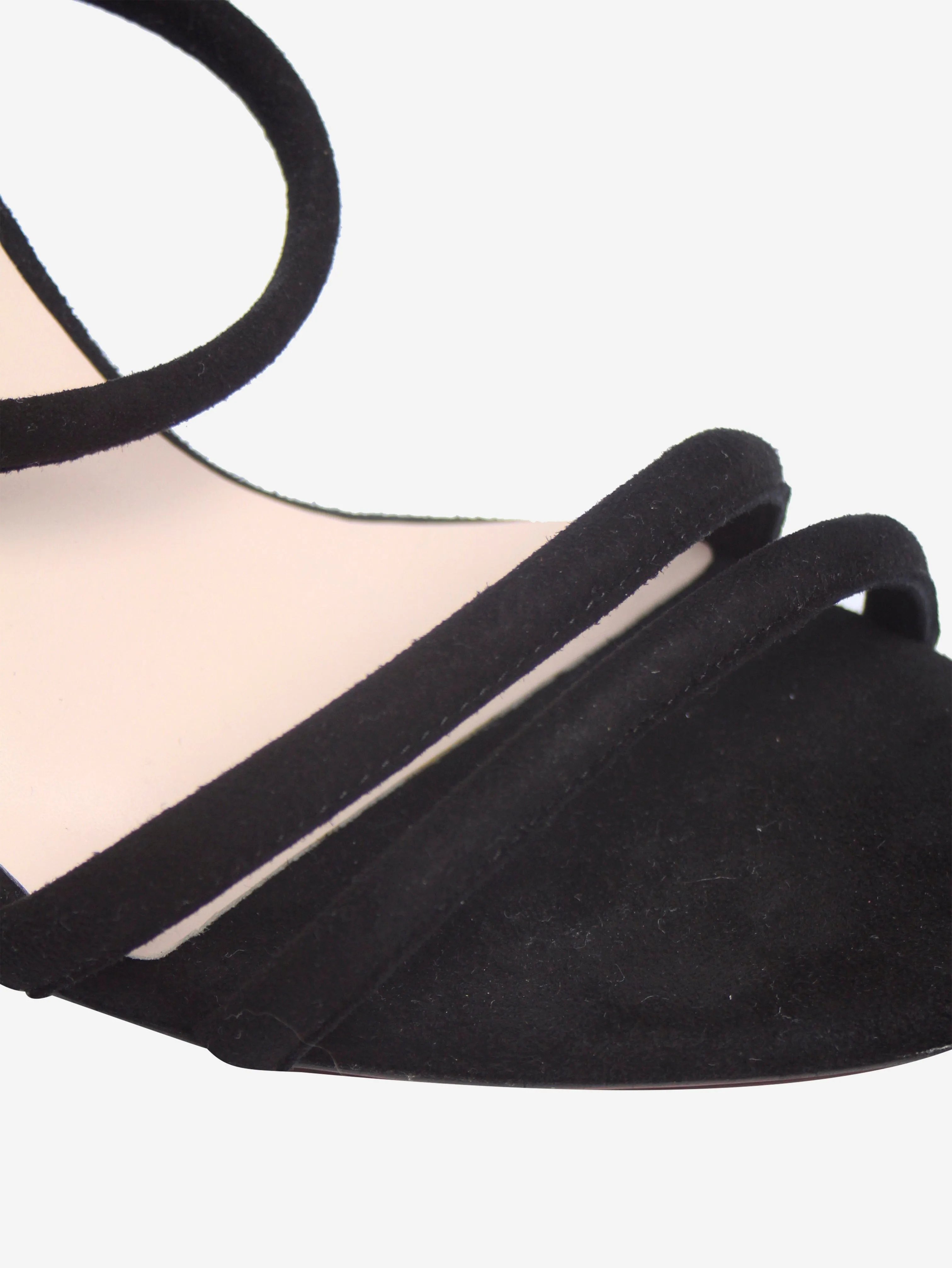 Black strappy suede heels - size UK 7