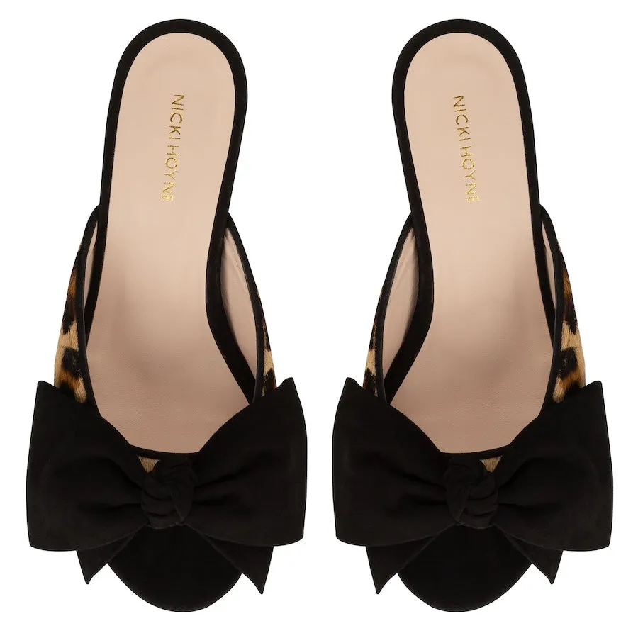 Bow Peep Toe Kitten Heel - Leopard Print