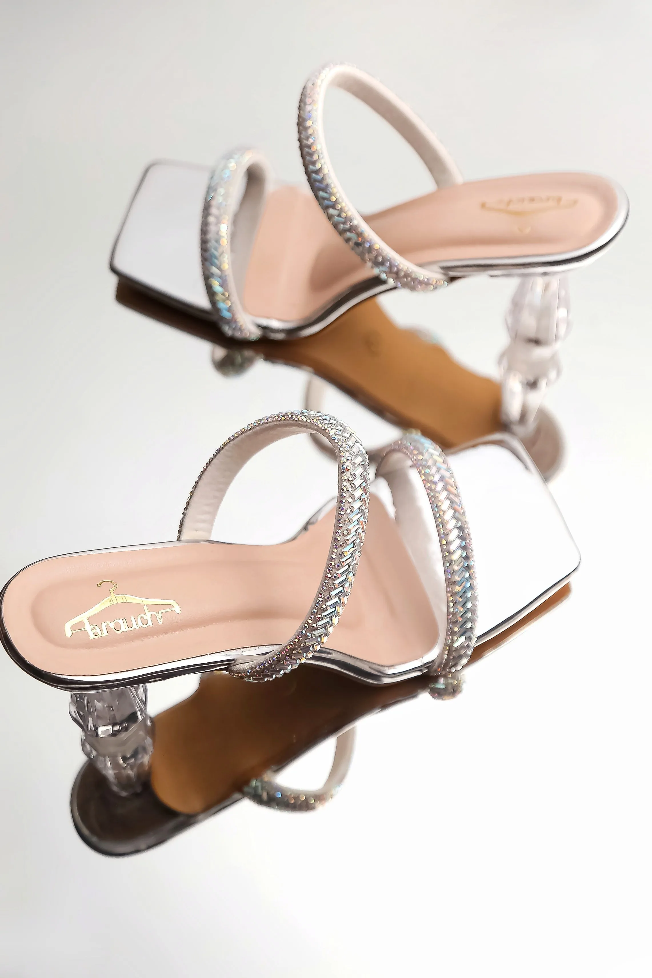 Brauch Silver Patterned Rhinestone Transparent heel