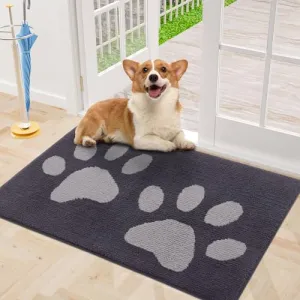 Buganda Dog Door Mat for Muddy Paws, Absorbent Dirt Trapper Washable Indoor Door Mat, Non Slip Low-Profile Mud Mat for Dogs, Front Entrance Door Mat for Inside Floor (30x20 Inches, Black)