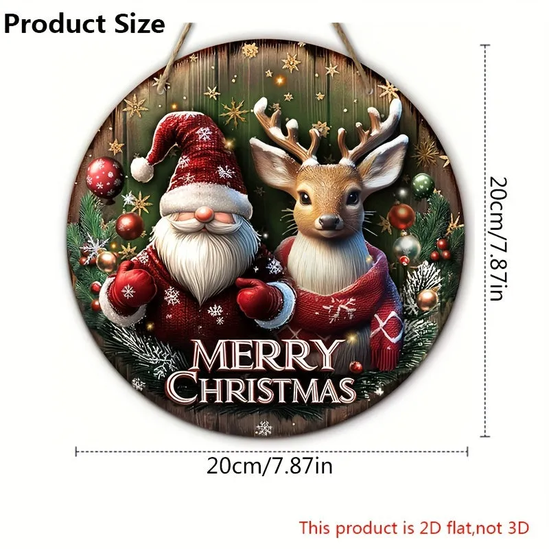 Charming Christmas Decor Set - Santa, Reindeer & Dwarf Wreaths for Front Door and Bedroom Wall - No Power Needed, Contemporary Style