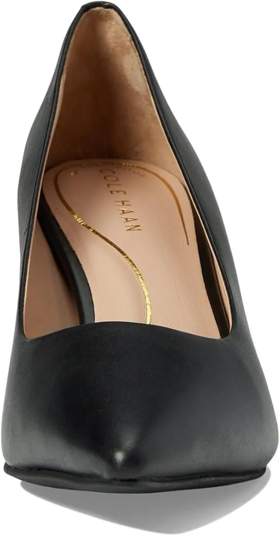 Cole Haan Vandam Pump Black Waterproof Leather Pointed Toe Kitten Heeled Pumps