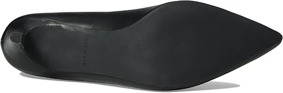 Cole Haan Vandam Pump Black Waterproof Leather Pointed Toe Kitten Heeled Pumps