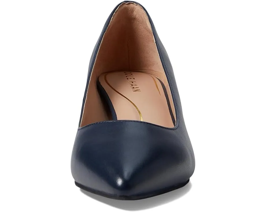 Cole Haan Vandam Pump Navy Leather Waterproof Pointed Toe Kitten Heeled Pumps