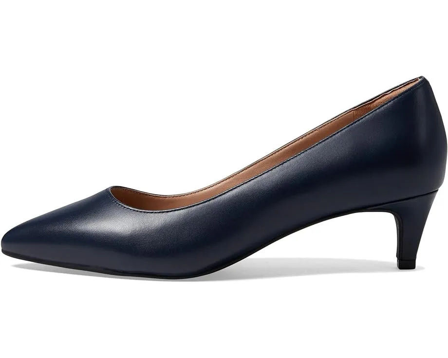 Cole Haan Vandam Pump Navy Leather Waterproof Pointed Toe Kitten Heeled Pumps