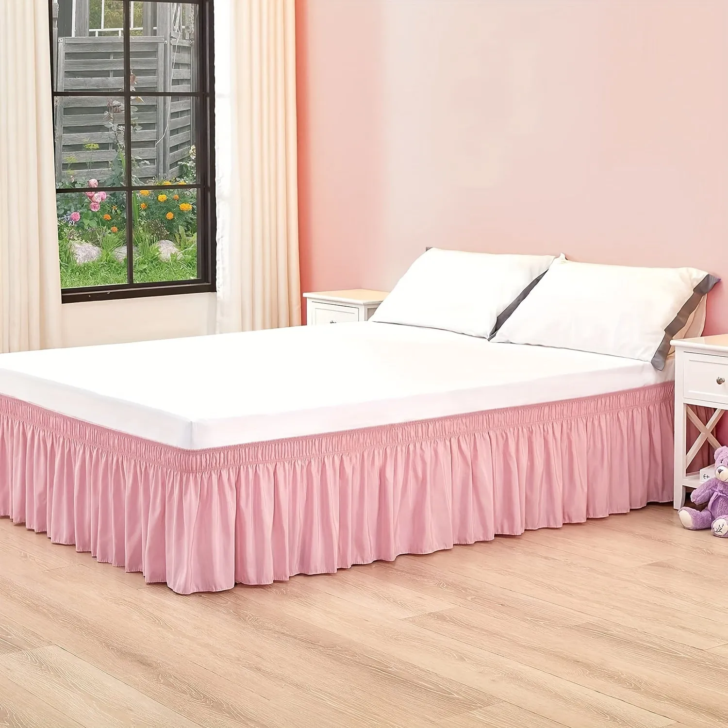 Contemporary Adjustable Bed Skirt with Woven Polyester Fabric - Machine Washable, 14.5-Inch Drop, Assorted Patterns