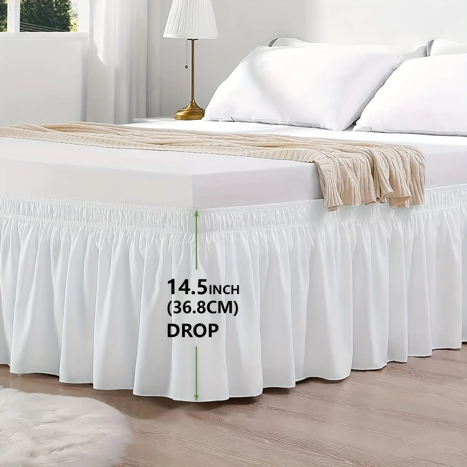 Contemporary Adjustable Bed Skirt with Woven Polyester Fabric - Machine Washable, 14.5-Inch Drop, Assorted Patterns
