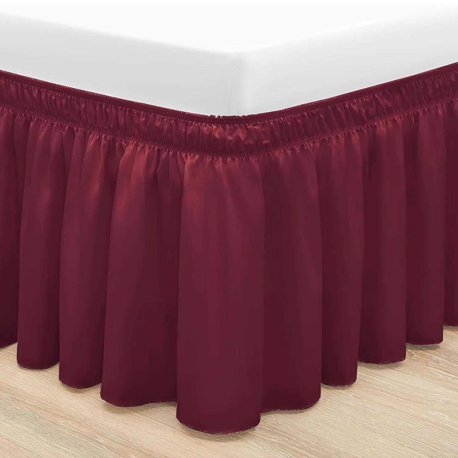 Contemporary Adjustable Bed Skirt with Woven Polyester Fabric - Machine Washable, 14.5-Inch Drop, Assorted Patterns