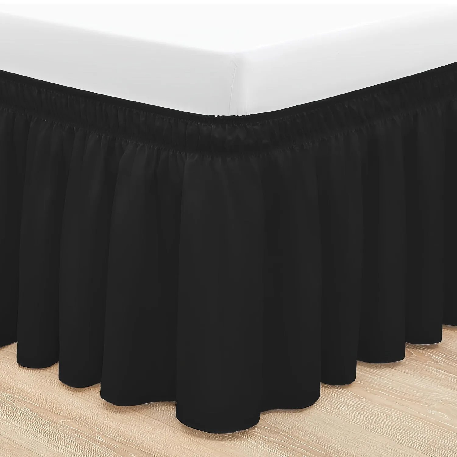Contemporary Adjustable Bed Skirt with Woven Polyester Fabric - Machine Washable, 14.5-Inch Drop, Assorted Patterns