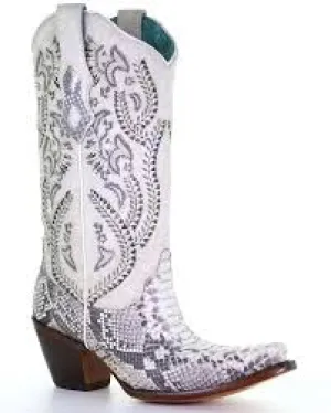 Corral Boots Ladies Natural Python Embroidery