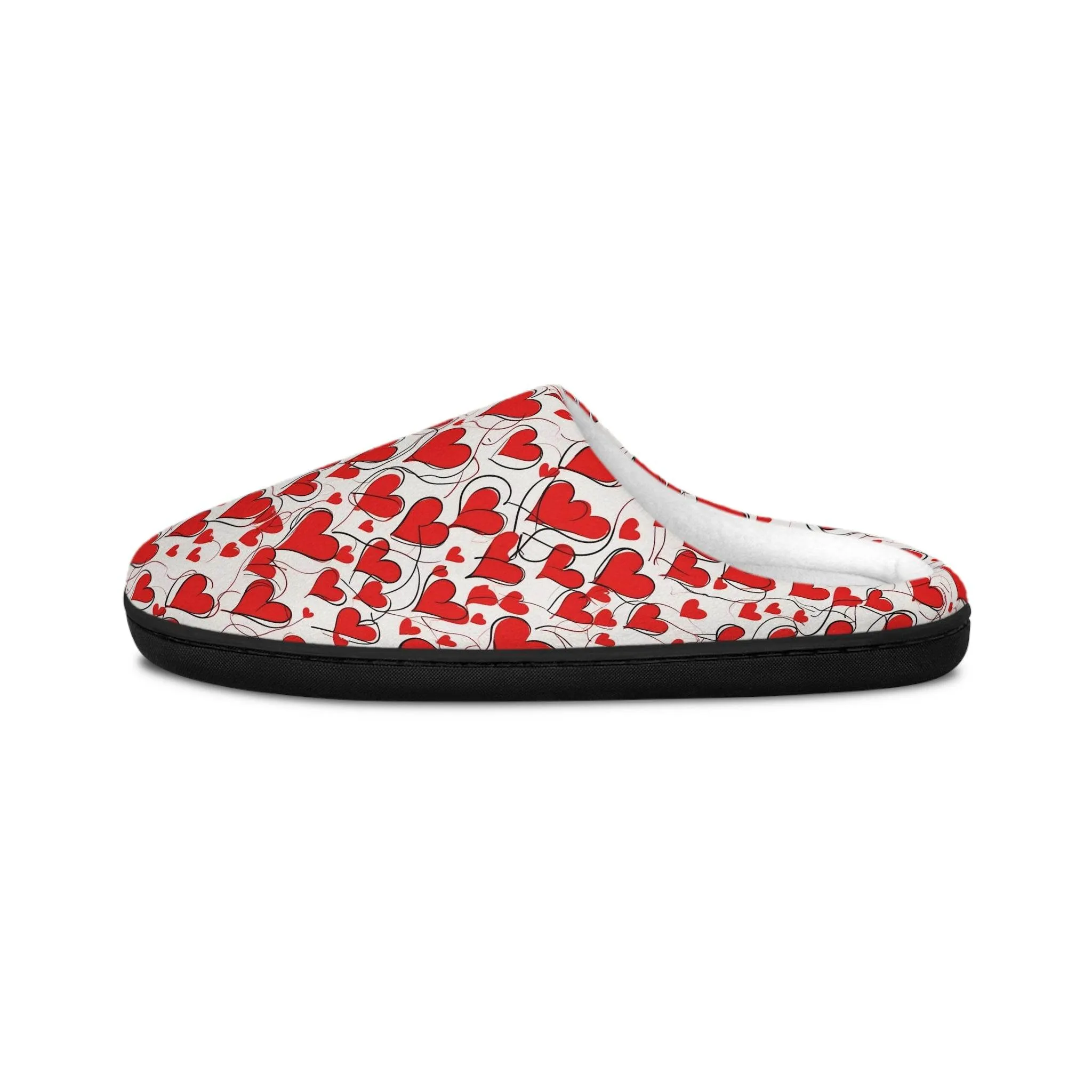 Cozy Scribbled Hearts Women's Indoor Slippers - Perfect for Valentine's Day & Relaxation