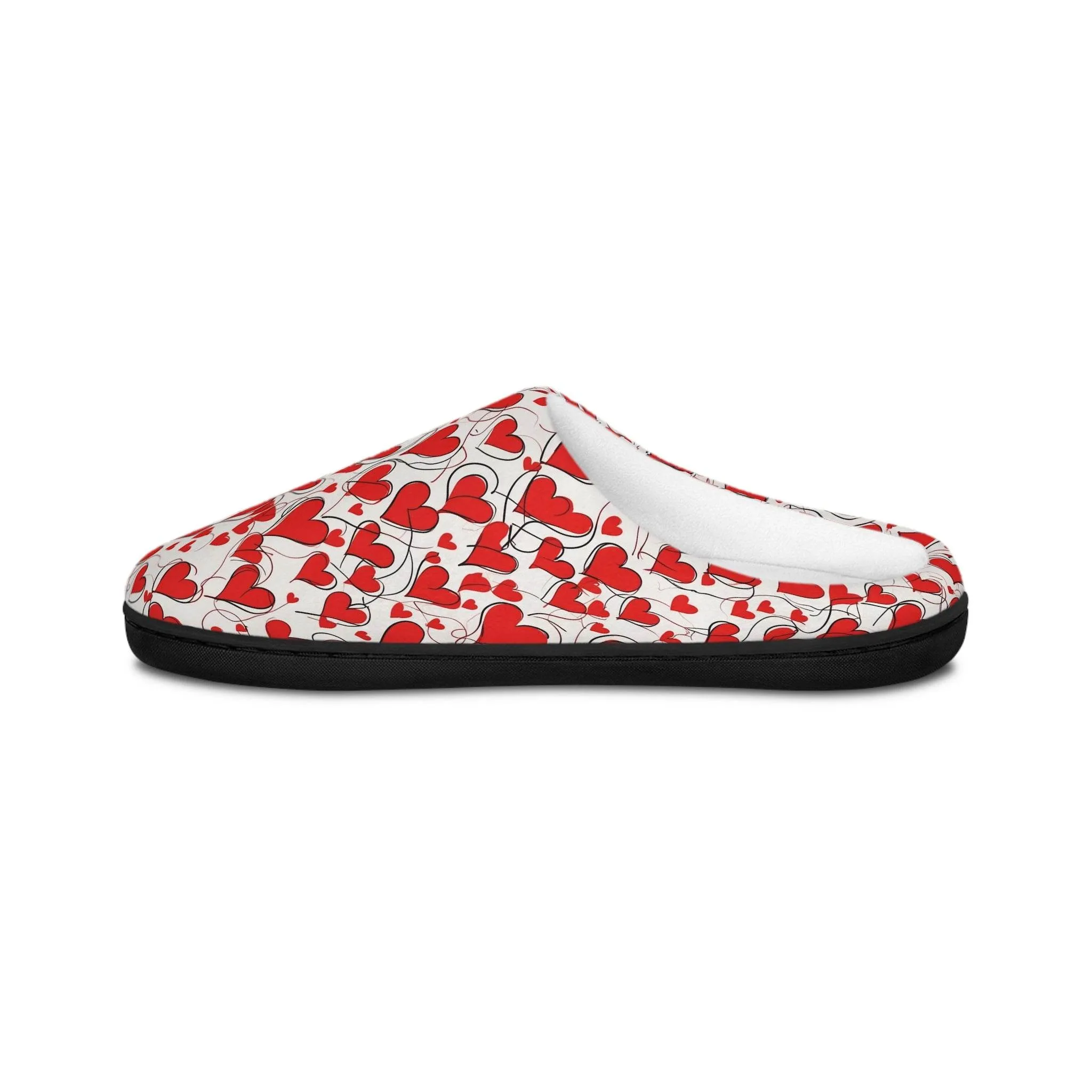 Cozy Scribbled Hearts Women's Indoor Slippers - Perfect for Valentine's Day & Relaxation