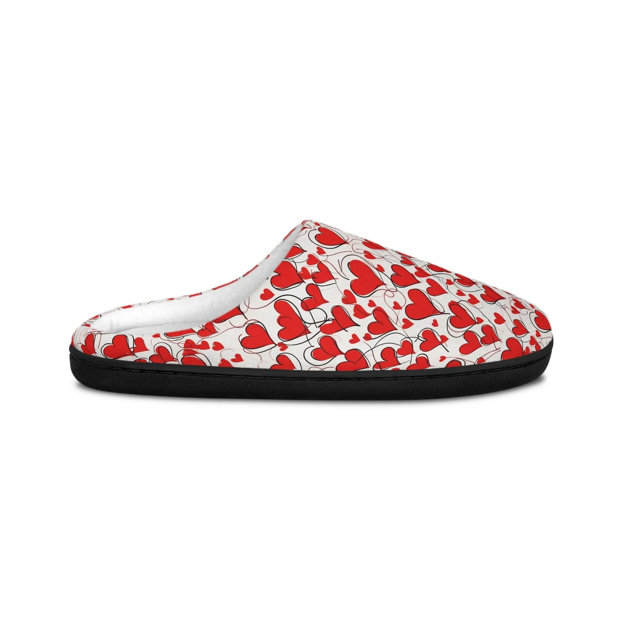 Cozy Scribbled Hearts Women's Indoor Slippers - Perfect for Valentine's Day & Relaxation