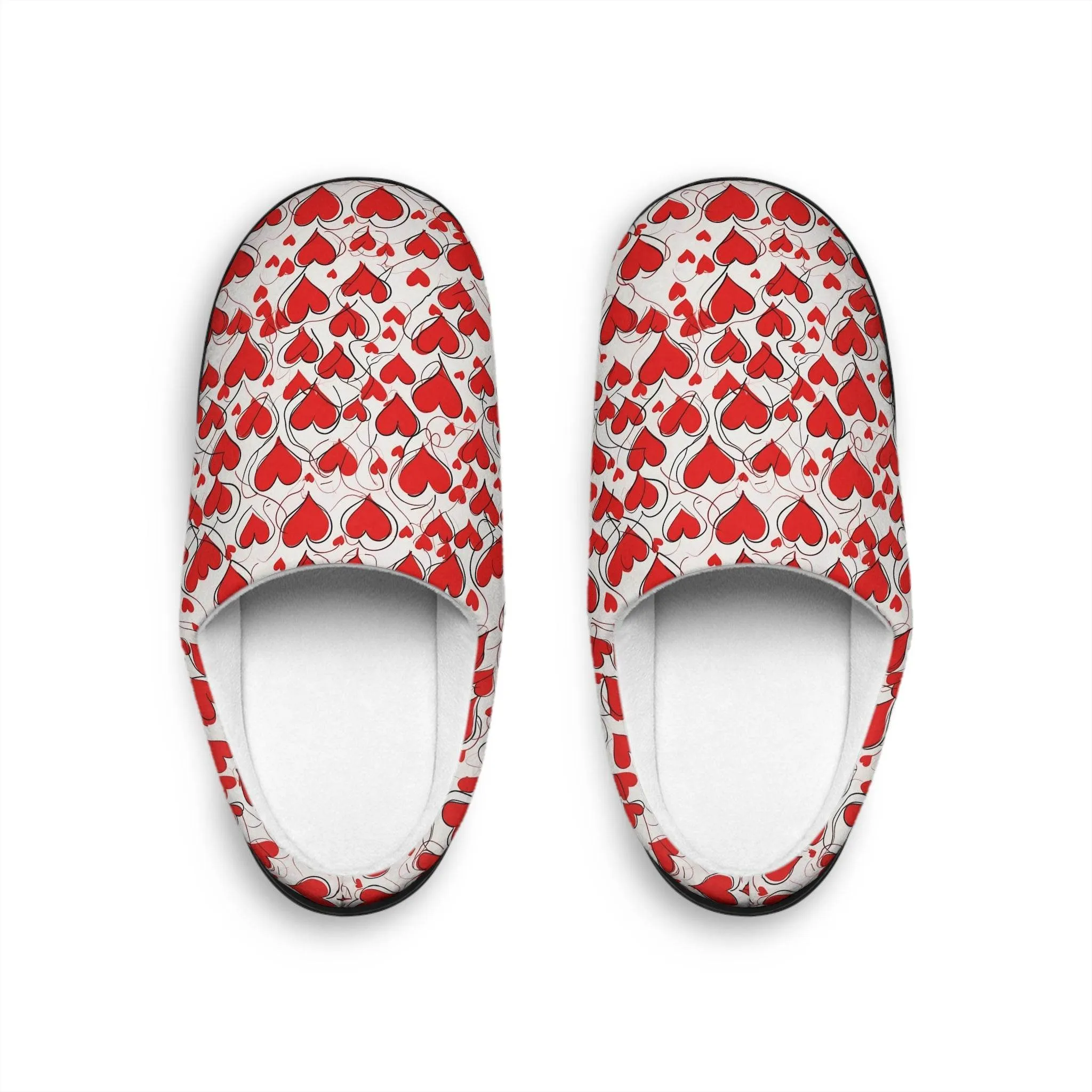 Cozy Scribbled Hearts Women's Indoor Slippers - Perfect for Valentine's Day & Relaxation