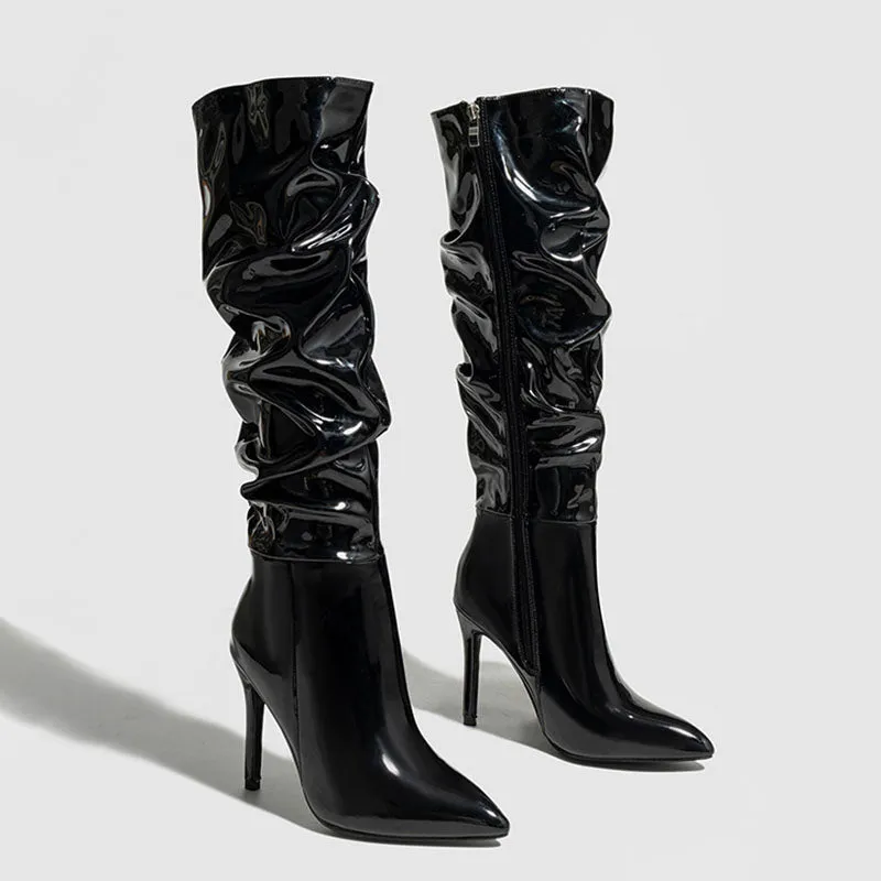 Erica Glossy Ruched Boots