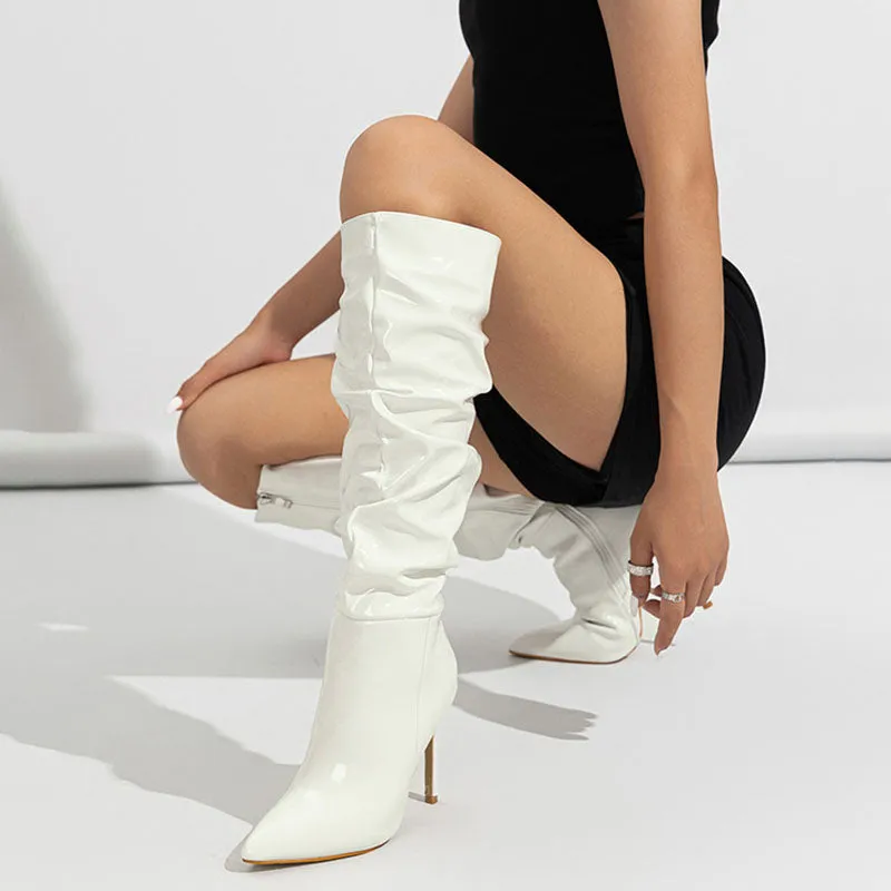 Erica Glossy Ruched Boots