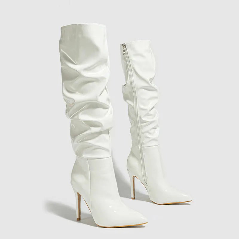 Erica Glossy Ruched Boots