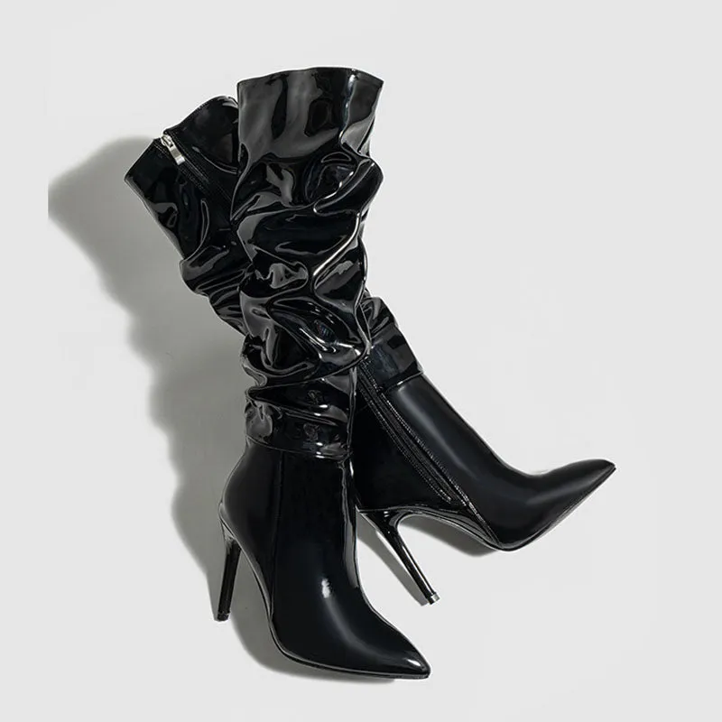 Erica Glossy Ruched Boots