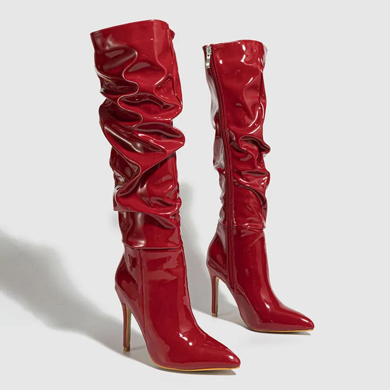 Erica Glossy Ruched Boots