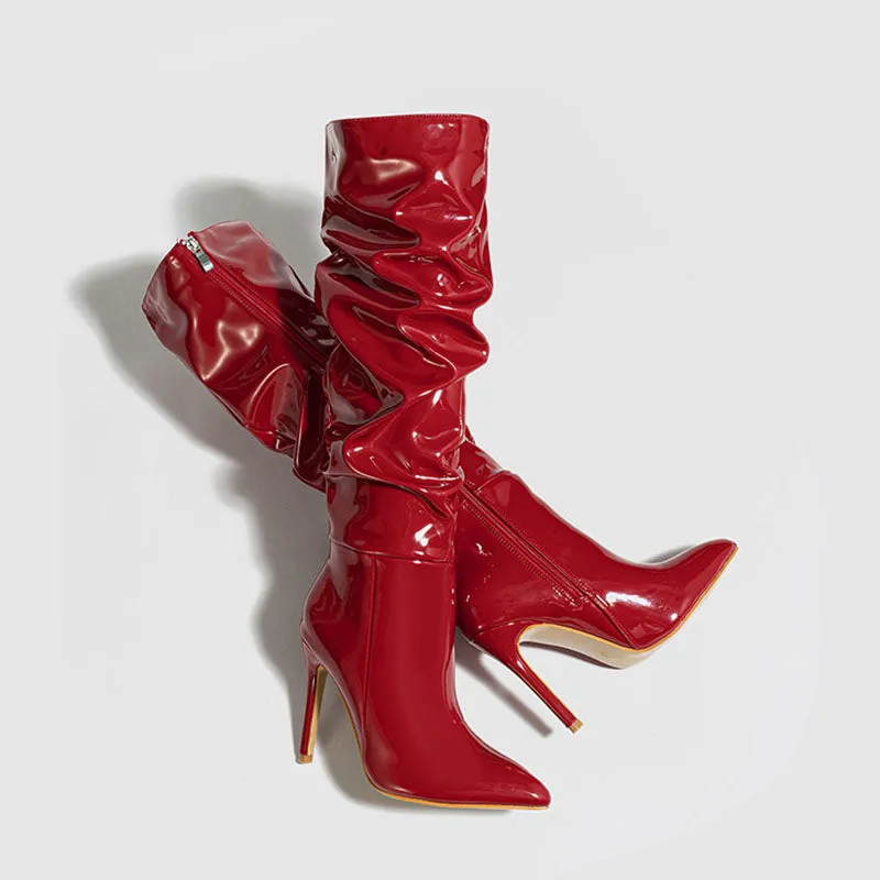 Erica Glossy Ruched Boots