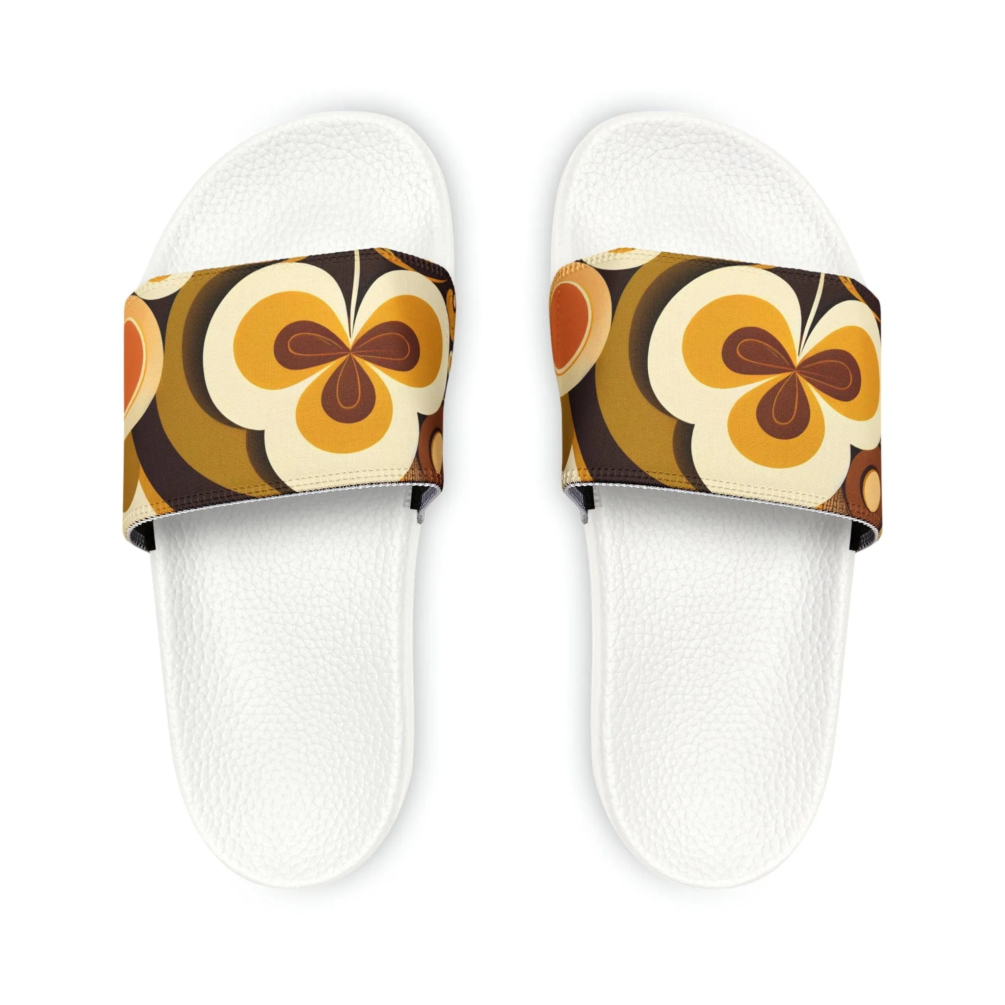 Groovy 60s MCM Retro Hippie Mid Mod Flower Power Slide Sandals, Perfect Holiday Stocking Stuffer - 125581523