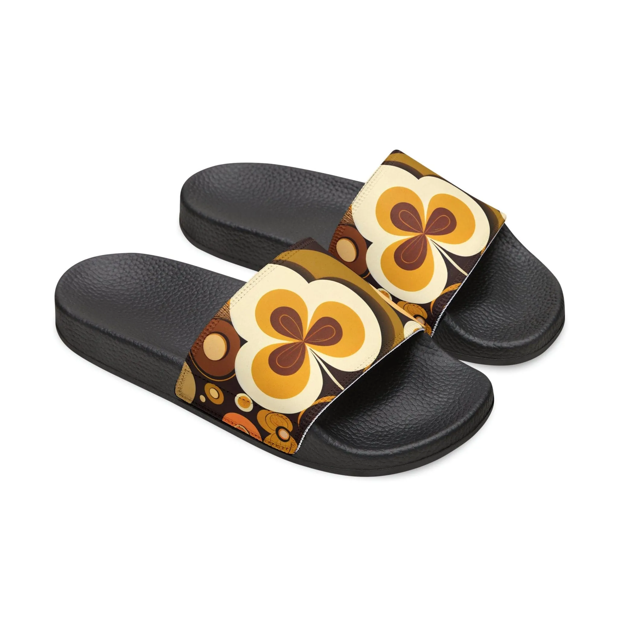 Groovy 60s MCM Retro Hippie Mid Mod Flower Power Slide Sandals, Perfect Holiday Stocking Stuffer - 125581523