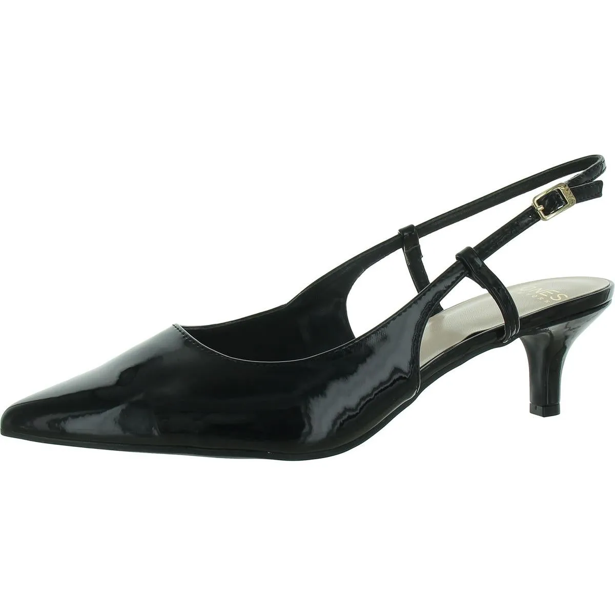 Jones New York Womens Charla Patent Pointed Toe Kitten Heels