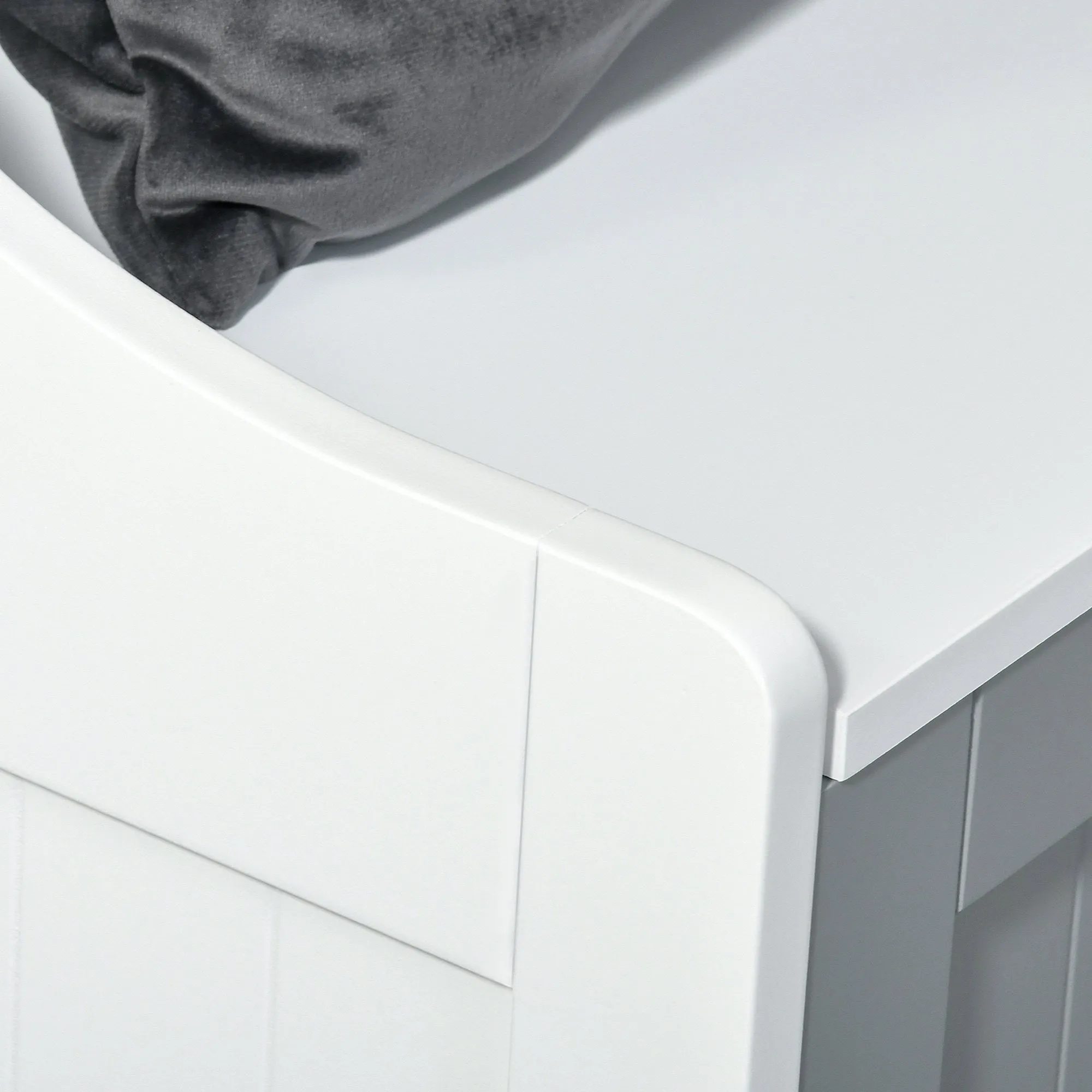kleankin Bathroom Laundry Cabinet Bin Free Standing Towel Storage Chest with Raised back and Shaker Style Door Box Shoes Stool Hamper Basket